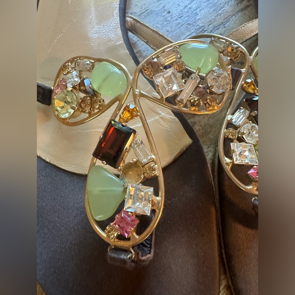 Alexandra Neel embellished gemstone flat sandals size 38 (us 8)